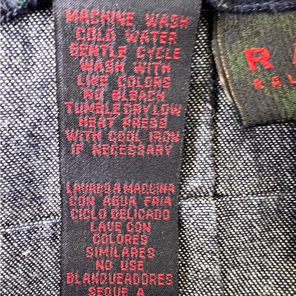 Lauren Ralph Lauren Windowpane Plaid Checkered Denim Blue Pencil Skirt Size 10 - Picture 7 of 8